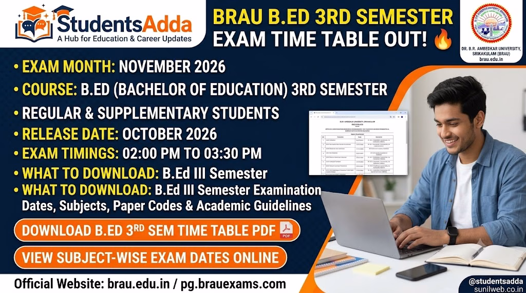 BRAU B.Ed 3rd Semester Exam Time Table November 2026