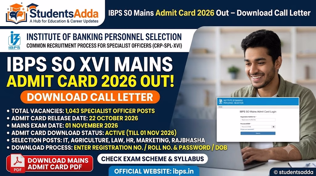IBPS SO Mains Admit Card 2026 Out – Download Call Letter