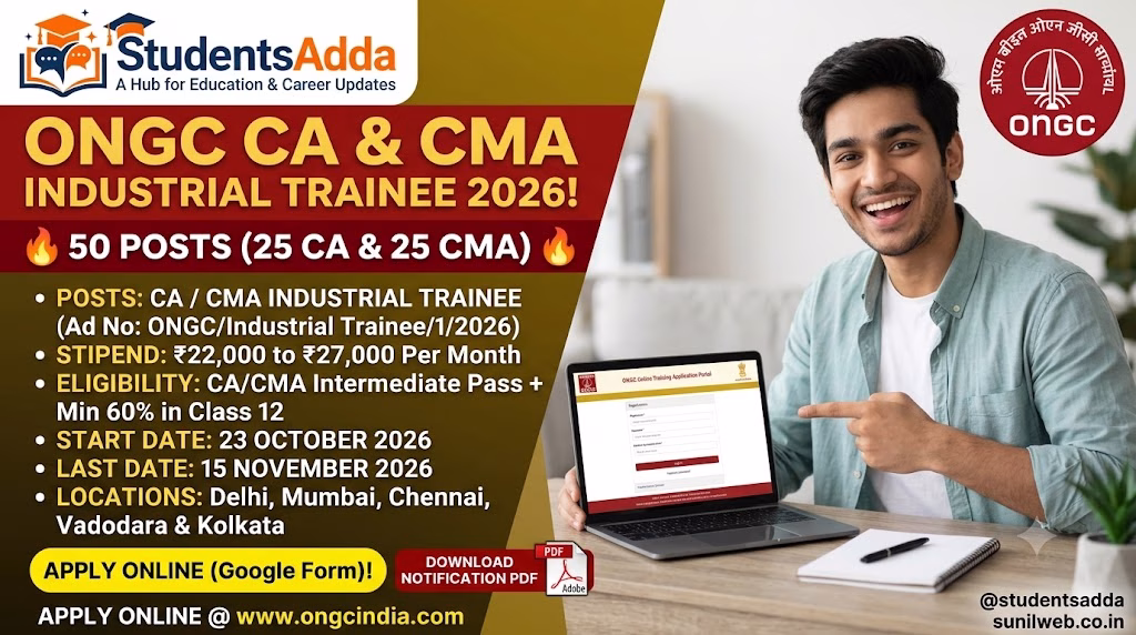 ONGC CA & CMA Industrial Trainee 2026