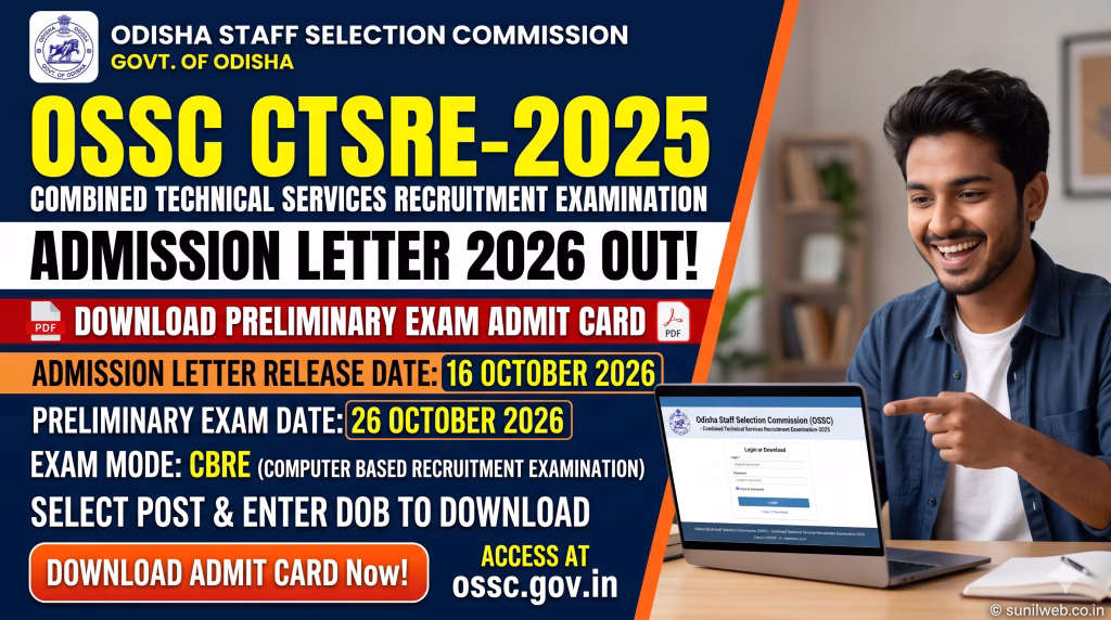 OSSC CTSRE-2025 Admission Letter 2026