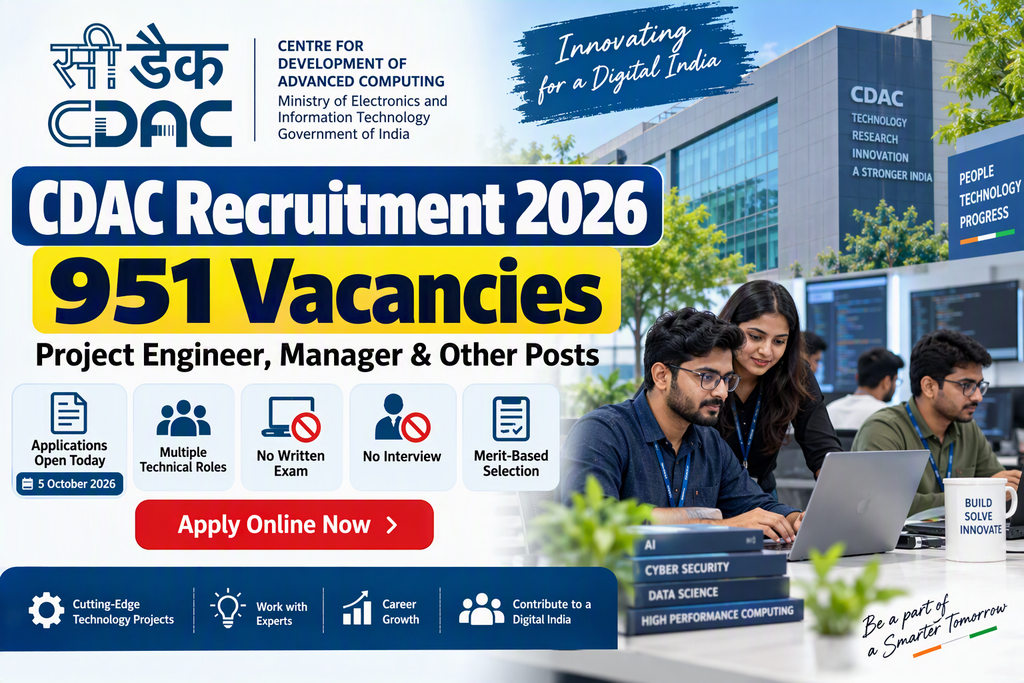 CDAC Recruitment 2026: Apply Online for 951 Engineer, Manager & Technical Posts
