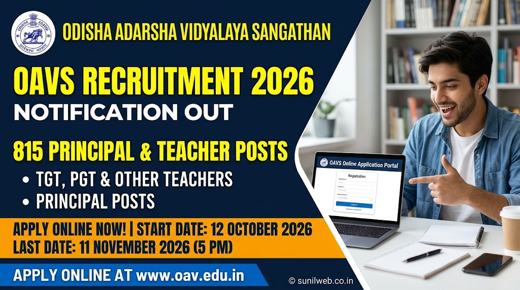 OAVS Recruitment 2026 Notification Out: Apply Online for 815 Principal and Teacher Posts