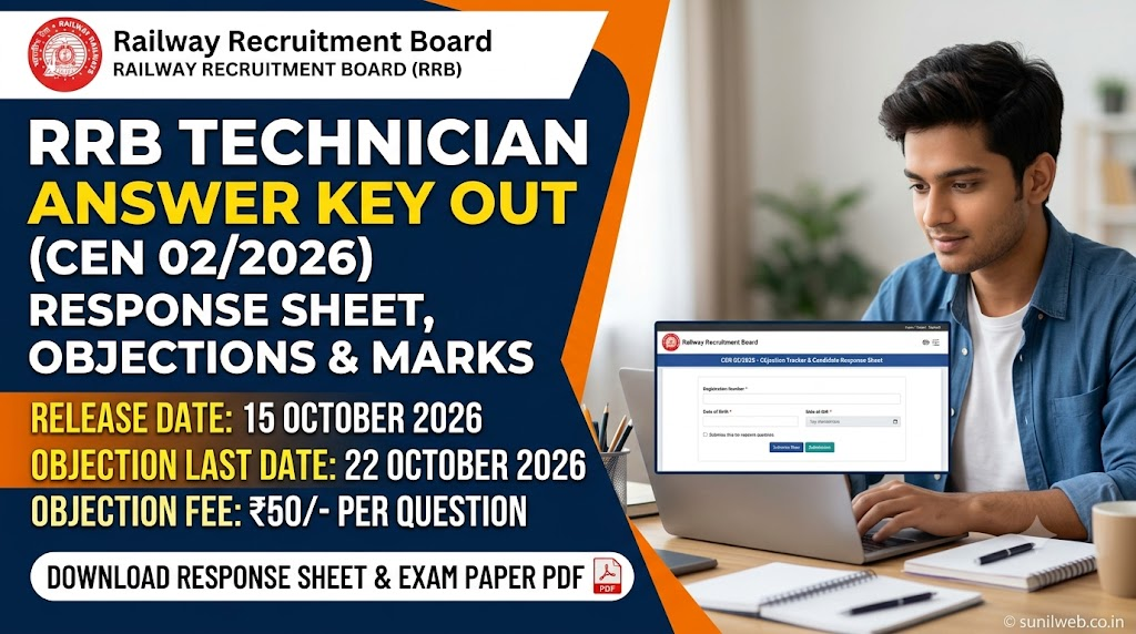 RRB Technician Answer Key 2026 Out (CEN 02/2026): Response Sheet, Objection Fee, Last Date & Score Calculation