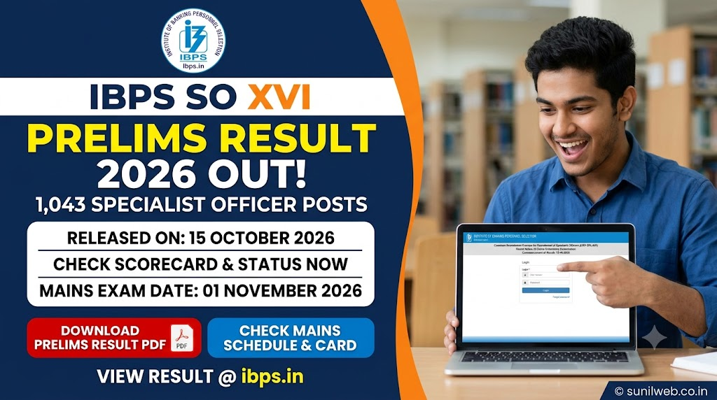 IBPS Specialist Officer (SO) XVI Prelims Result 2026